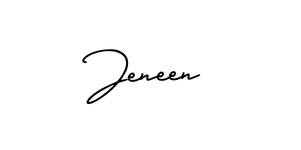 How to make Jeneen name signature. Use AmerikaSignatureDemo-Regular style for creating short signs online. This is the latest handwritten sign. Jeneen signature style 3 images and pictures png