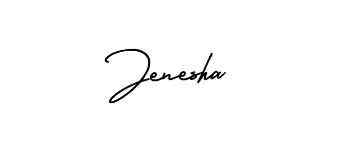 The best way (AmerikaSignatureDemo-Regular) to make a short signature is to pick only two or three words in your name. The name Jenesha include a total of six letters. For converting this name. Jenesha signature style 3 images and pictures png