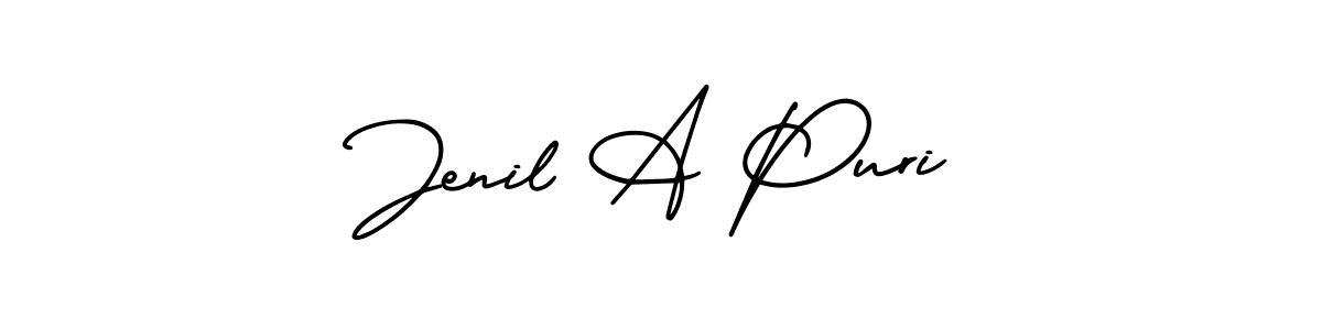 if you are searching for the best signature style for your name Jenil A Puri. so please give up your signature search. here we have designed multiple signature styles  using AmerikaSignatureDemo-Regular. Jenil A Puri signature style 3 images and pictures png