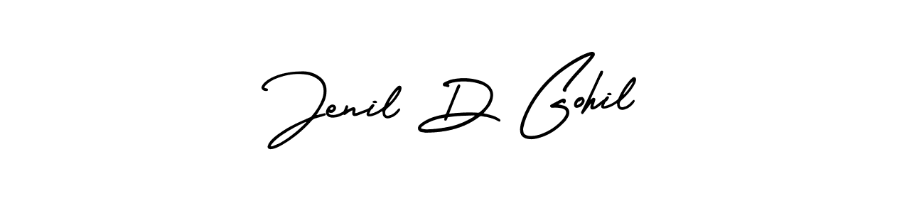 Jenil D Gohil stylish signature style. Best Handwritten Sign (AmerikaSignatureDemo-Regular) for my name. Handwritten Signature Collection Ideas for my name Jenil D Gohil. Jenil D Gohil signature style 3 images and pictures png