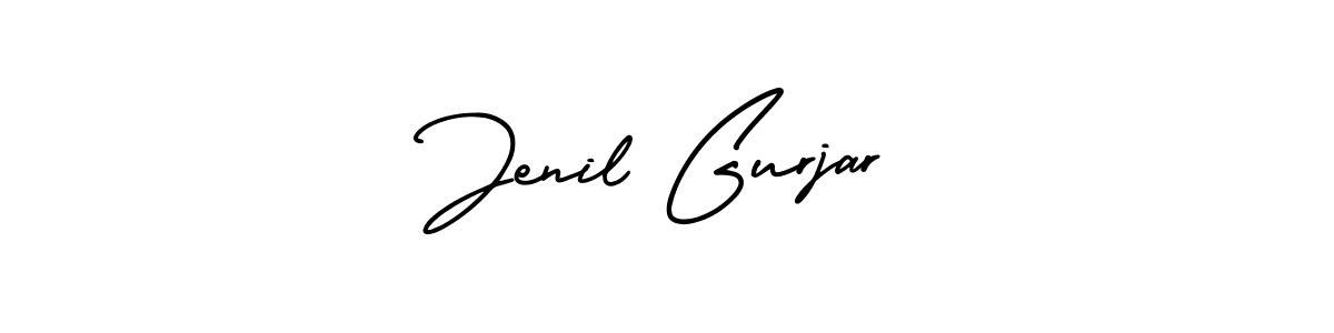 You should practise on your own different ways (AmerikaSignatureDemo-Regular) to write your name (Jenil Gurjar) in signature. don't let someone else do it for you. Jenil Gurjar signature style 3 images and pictures png