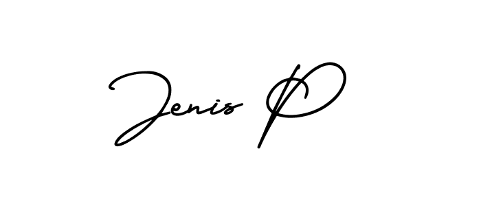 Design your own signature with our free online signature maker. With this signature software, you can create a handwritten (AmerikaSignatureDemo-Regular) signature for name Jenis P. Jenis P signature style 3 images and pictures png