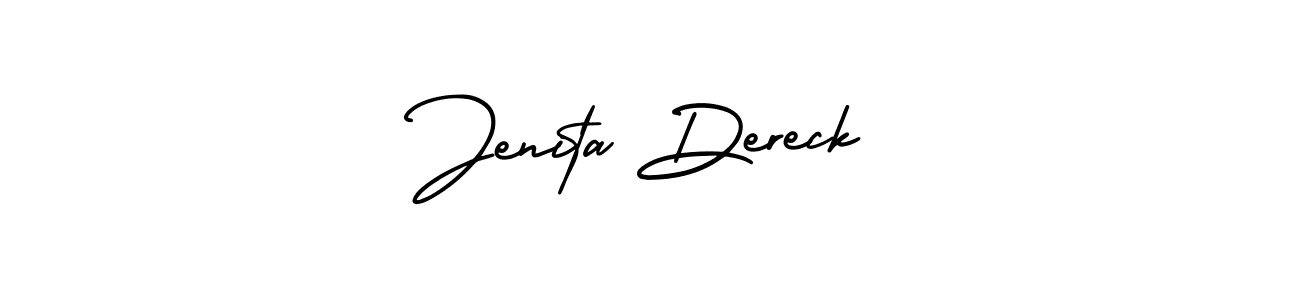 How to Draw Jenita Dereck signature style? AmerikaSignatureDemo-Regular is a latest design signature styles for name Jenita Dereck. Jenita Dereck signature style 3 images and pictures png