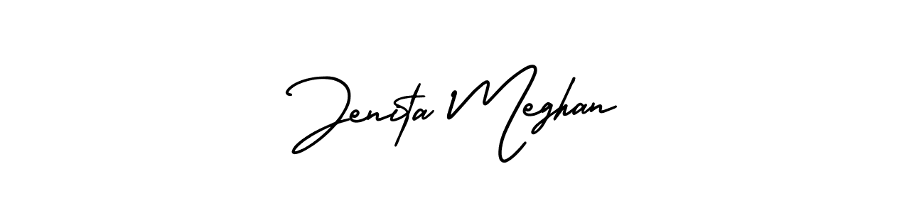 It looks lik you need a new signature style for name Jenita Meghan. Design unique handwritten (AmerikaSignatureDemo-Regular) signature with our free signature maker in just a few clicks. Jenita Meghan signature style 3 images and pictures png