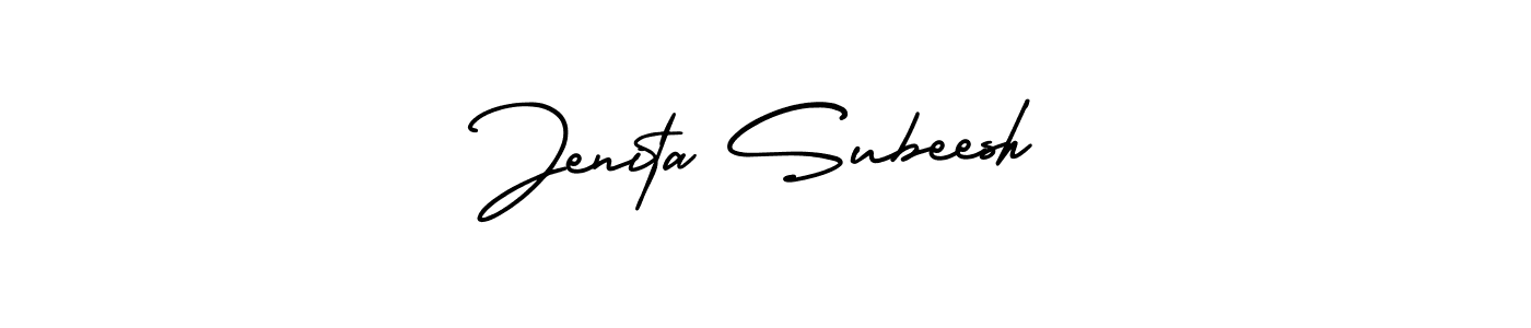 Also You can easily find your signature by using the search form. We will create Jenita Subeesh name handwritten signature images for you free of cost using AmerikaSignatureDemo-Regular sign style. Jenita Subeesh signature style 3 images and pictures png