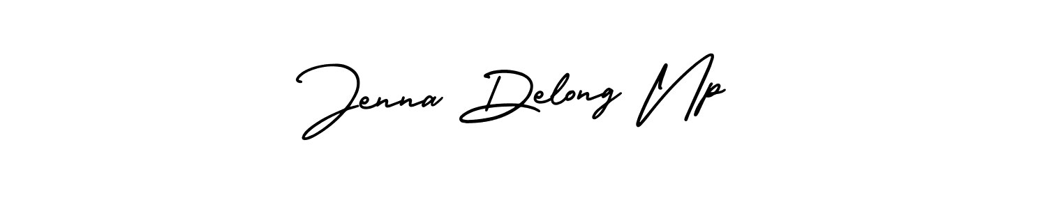 You should practise on your own different ways (AmerikaSignatureDemo-Regular) to write your name (Jenna Delong Np) in signature. don't let someone else do it for you. Jenna Delong Np signature style 3 images and pictures png