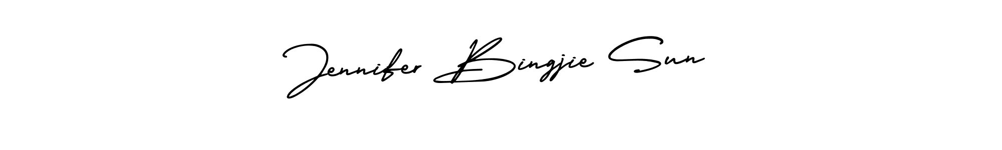 AmerikaSignatureDemo-Regular is a professional signature style that is perfect for those who want to add a touch of class to their signature. It is also a great choice for those who want to make their signature more unique. Get Jennifer Bingjie Sun name to fancy signature for free. Jennifer Bingjie Sun signature style 3 images and pictures png