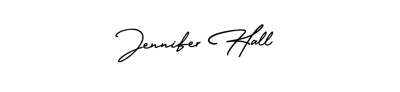You should practise on your own different ways (AmerikaSignatureDemo-Regular) to write your name (Jennifer Hall) in signature. don't let someone else do it for you. Jennifer Hall signature style 3 images and pictures png