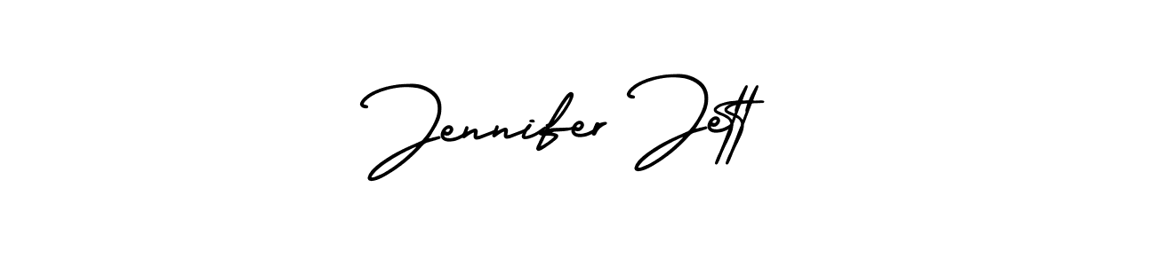 This is the best signature style for the Jennifer Jett name. Also you like these signature font (AmerikaSignatureDemo-Regular). Mix name signature. Jennifer Jett signature style 3 images and pictures png