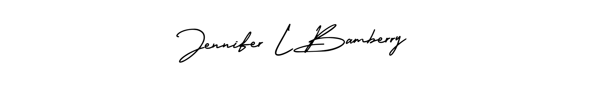 This is the best signature style for the Jennifer L Bamberry name. Also you like these signature font (AmerikaSignatureDemo-Regular). Mix name signature. Jennifer L Bamberry signature style 3 images and pictures png