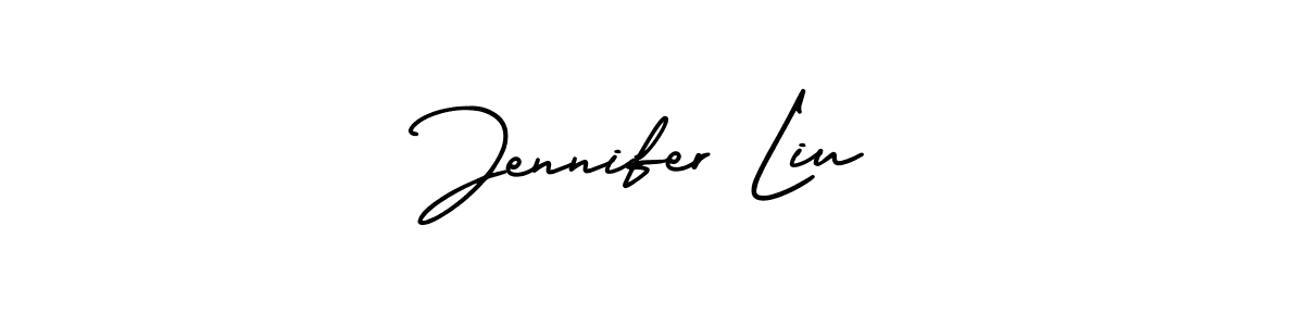 You should practise on your own different ways (AmerikaSignatureDemo-Regular) to write your name (Jennifer Liu) in signature. don't let someone else do it for you. Jennifer Liu signature style 3 images and pictures png