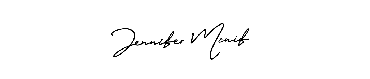 Jennifer Mcnif stylish signature style. Best Handwritten Sign (AmerikaSignatureDemo-Regular) for my name. Handwritten Signature Collection Ideas for my name Jennifer Mcnif. Jennifer Mcnif signature style 3 images and pictures png