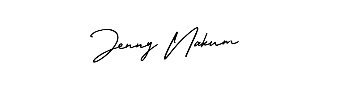 You should practise on your own different ways (AmerikaSignatureDemo-Regular) to write your name (Jenny Nakum) in signature. don't let someone else do it for you. Jenny Nakum signature style 3 images and pictures png