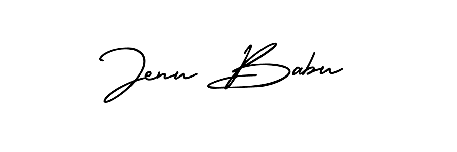 You should practise on your own different ways (AmerikaSignatureDemo-Regular) to write your name (Jenu Babu) in signature. don't let someone else do it for you. Jenu Babu signature style 3 images and pictures png