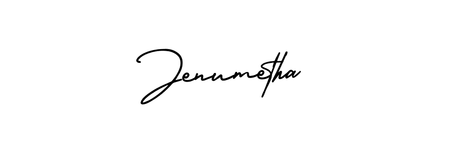 Use a signature maker to create a handwritten signature online. With this signature software, you can design (AmerikaSignatureDemo-Regular) your own signature for name Jenumetha. Jenumetha signature style 3 images and pictures png