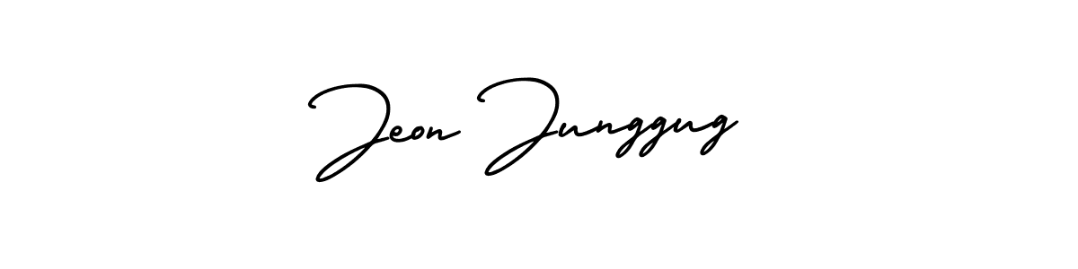 You should practise on your own different ways (AmerikaSignatureDemo-Regular) to write your name (Jeon Junggug) in signature. don't let someone else do it for you. Jeon Junggug signature style 3 images and pictures png