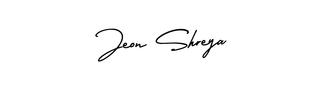 It looks lik you need a new signature style for name Jeon Shreya. Design unique handwritten (AmerikaSignatureDemo-Regular) signature with our free signature maker in just a few clicks. Jeon Shreya signature style 3 images and pictures png