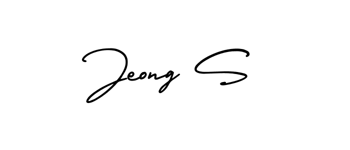 The best way (AmerikaSignatureDemo-Regular) to make a short signature is to pick only two or three words in your name. The name Jeong S include a total of six letters. For converting this name. Jeong S signature style 3 images and pictures png