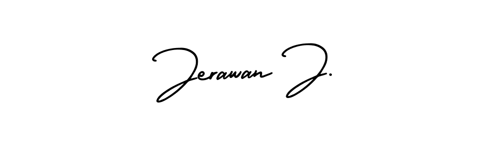 You should practise on your own different ways (AmerikaSignatureDemo-Regular) to write your name (Jerawan J.) in signature. don't let someone else do it for you. Jerawan J. signature style 3 images and pictures png