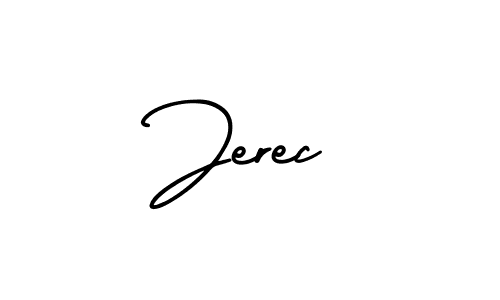 The best way (AmerikaSignatureDemo-Regular) to make a short signature is to pick only two or three words in your name. The name Jerec include a total of six letters. For converting this name. Jerec signature style 3 images and pictures png