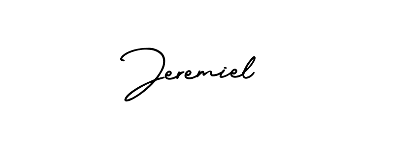 if you are searching for the best signature style for your name Jeremiel. so please give up your signature search. here we have designed multiple signature styles  using AmerikaSignatureDemo-Regular. Jeremiel signature style 3 images and pictures png