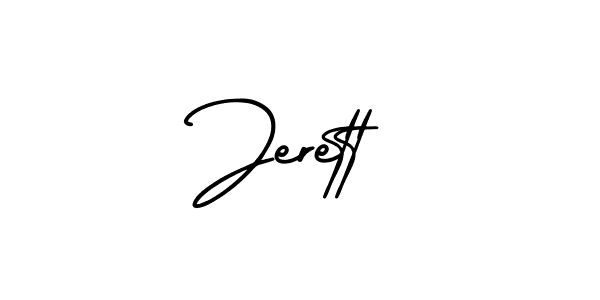 Jerett stylish signature style. Best Handwritten Sign (AmerikaSignatureDemo-Regular) for my name. Handwritten Signature Collection Ideas for my name Jerett. Jerett signature style 3 images and pictures png