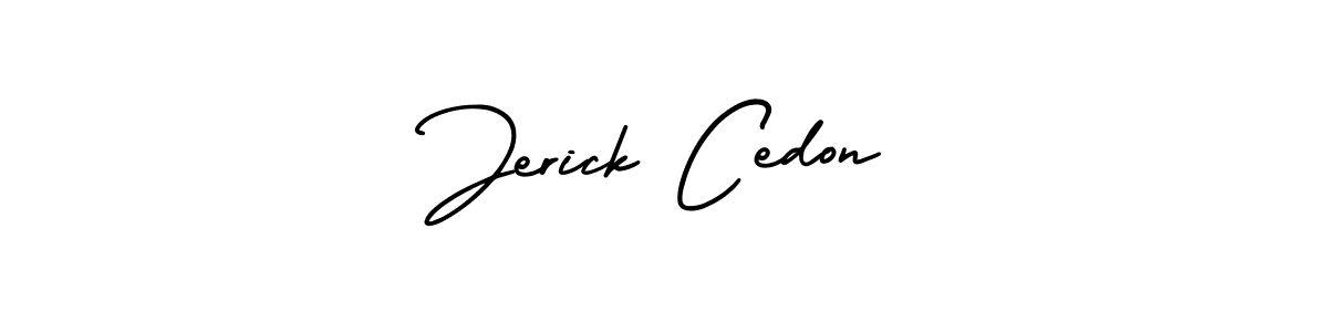 You should practise on your own different ways (AmerikaSignatureDemo-Regular) to write your name (Jerick Cedon) in signature. don't let someone else do it for you. Jerick Cedon signature style 3 images and pictures png