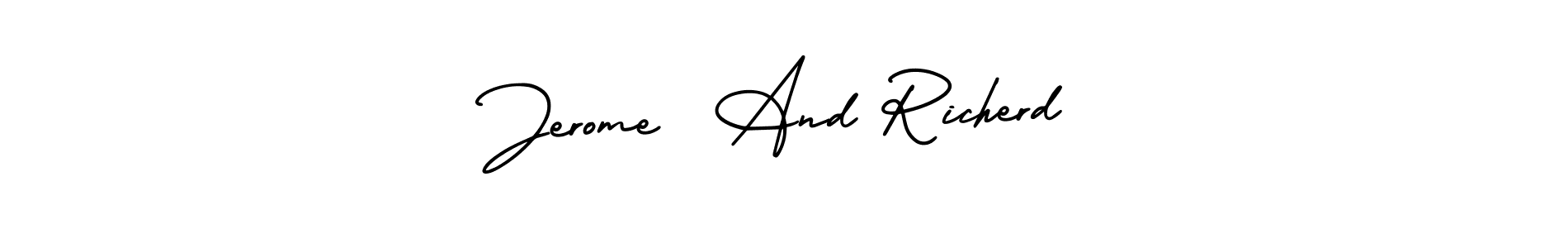 Use a signature maker to create a handwritten signature online. With this signature software, you can design (AmerikaSignatureDemo-Regular) your own signature for name Jerome  And Richerd. Jerome  And Richerd signature style 3 images and pictures png