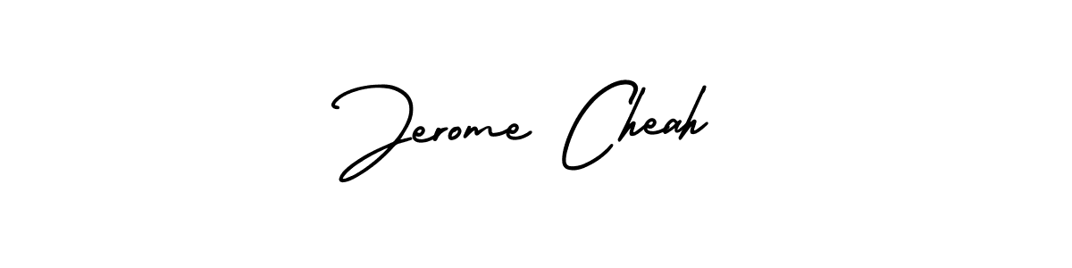 You should practise on your own different ways (AmerikaSignatureDemo-Regular) to write your name (Jerome Cheah) in signature. don't let someone else do it for you. Jerome Cheah signature style 3 images and pictures png