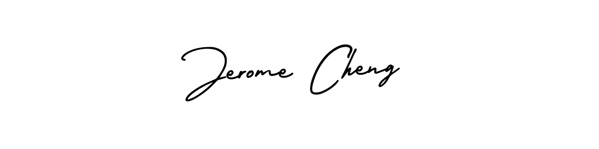 You should practise on your own different ways (AmerikaSignatureDemo-Regular) to write your name (Jerome Cheng) in signature. don't let someone else do it for you. Jerome Cheng signature style 3 images and pictures png