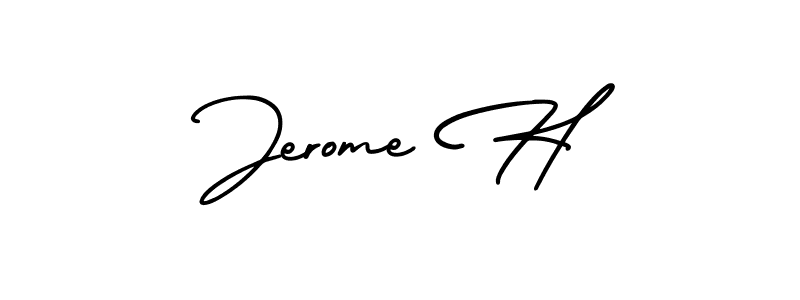 Make a beautiful signature design for name Jerome H. With this signature (AmerikaSignatureDemo-Regular) style, you can create a handwritten signature for free. Jerome H signature style 3 images and pictures png