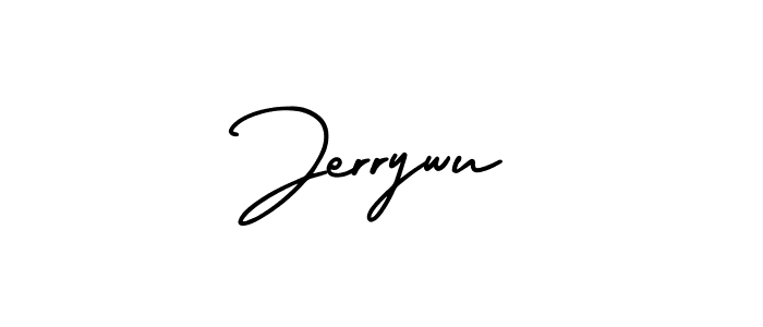 The best way (AmerikaSignatureDemo-Regular) to make a short signature is to pick only two or three words in your name. The name Jerrywu include a total of six letters. For converting this name. Jerrywu signature style 3 images and pictures png