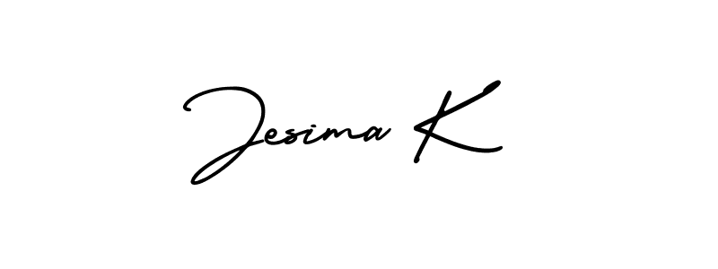 How to make Jesima K name signature. Use AmerikaSignatureDemo-Regular style for creating short signs online. This is the latest handwritten sign. Jesima K signature style 3 images and pictures png