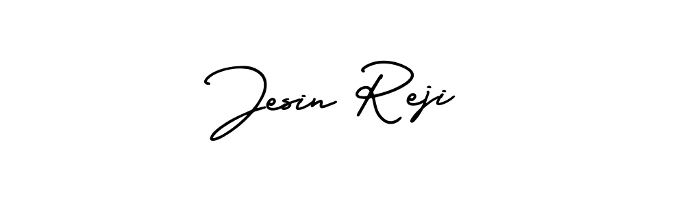 You should practise on your own different ways (AmerikaSignatureDemo-Regular) to write your name (Jesin Reji) in signature. don't let someone else do it for you. Jesin Reji signature style 3 images and pictures png