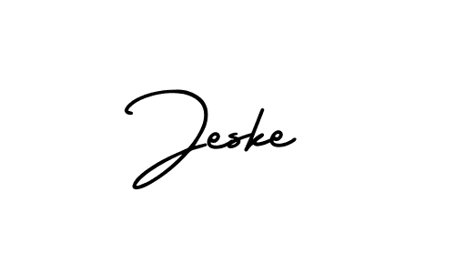 Create a beautiful signature design for name Jeske. With this signature (AmerikaSignatureDemo-Regular) fonts, you can make a handwritten signature for free. Jeske signature style 3 images and pictures png