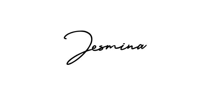 You should practise on your own different ways (AmerikaSignatureDemo-Regular) to write your name (Jesmina) in signature. don't let someone else do it for you. Jesmina signature style 3 images and pictures png