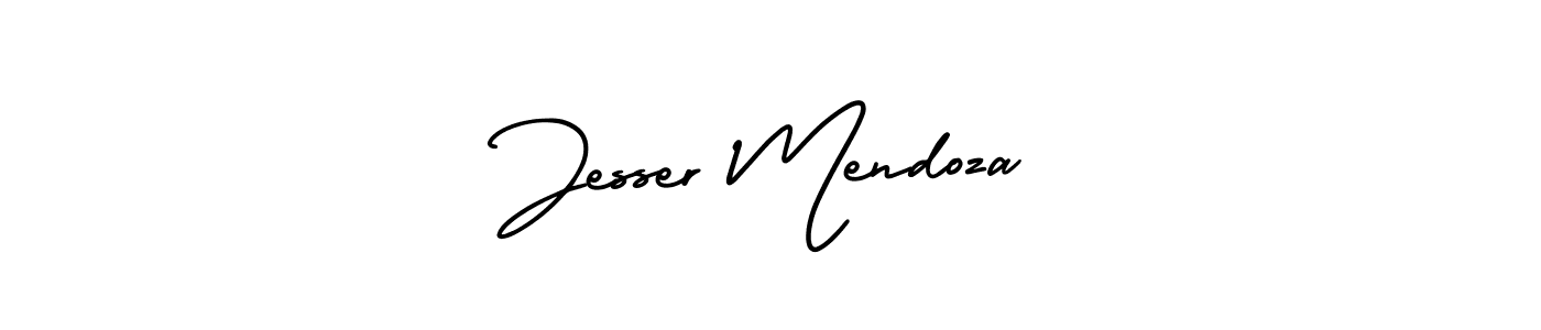 The best way (AmerikaSignatureDemo-Regular) to make a short signature is to pick only two or three words in your name. The name Jesser Mendoza include a total of six letters. For converting this name. Jesser Mendoza signature style 3 images and pictures png