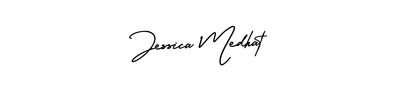 You should practise on your own different ways (AmerikaSignatureDemo-Regular) to write your name (Jessica Medhat) in signature. don't let someone else do it for you. Jessica Medhat signature style 3 images and pictures png