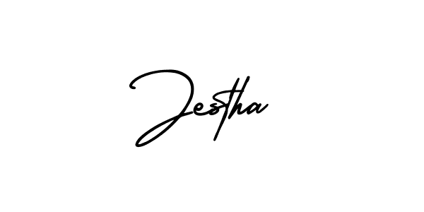 This is the best signature style for the Jestha name. Also you like these signature font (AmerikaSignatureDemo-Regular). Mix name signature. Jestha signature style 3 images and pictures png