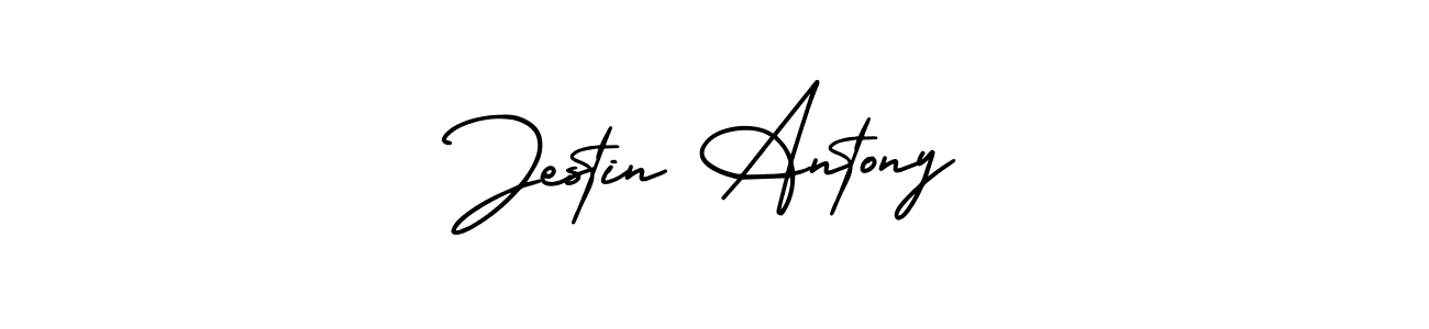 It looks lik you need a new signature style for name Jestin Antony. Design unique handwritten (AmerikaSignatureDemo-Regular) signature with our free signature maker in just a few clicks. Jestin Antony signature style 3 images and pictures png