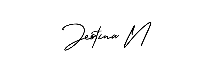 Make a short Jestina N signature style. Manage your documents anywhere anytime using AmerikaSignatureDemo-Regular. Create and add eSignatures, submit forms, share and send files easily. Jestina N signature style 3 images and pictures png