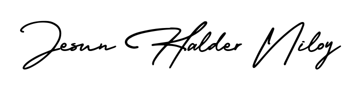 Create a personalized artistic stamp with Jesun Halder Niloy in AmerikaSignatureDemo-Regular font. Perfect for visual artists, designers, and influencers. Jesun Halder Niloy signature style 3 images and pictures png