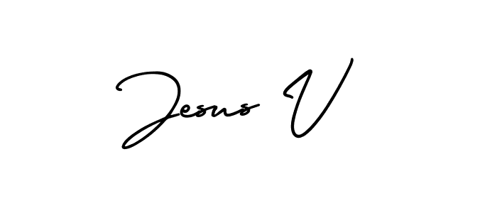 Create a beautiful signature design for name Jesus V. With this signature (AmerikaSignatureDemo-Regular) fonts, you can make a handwritten signature for free. Jesus V signature style 3 images and pictures png