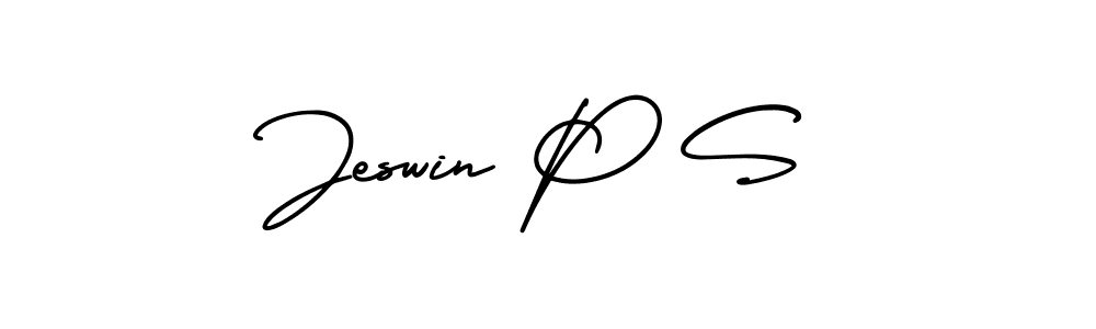 Use a signature maker to create a handwritten signature online. With this signature software, you can design (AmerikaSignatureDemo-Regular) your own signature for name Jeswin P S. Jeswin P S signature style 3 images and pictures png