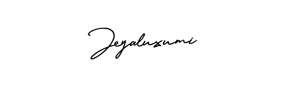 You should practise on your own different ways (AmerikaSignatureDemo-Regular) to write your name (Jeyaluxumi) in signature. don't let someone else do it for you. Jeyaluxumi signature style 3 images and pictures png