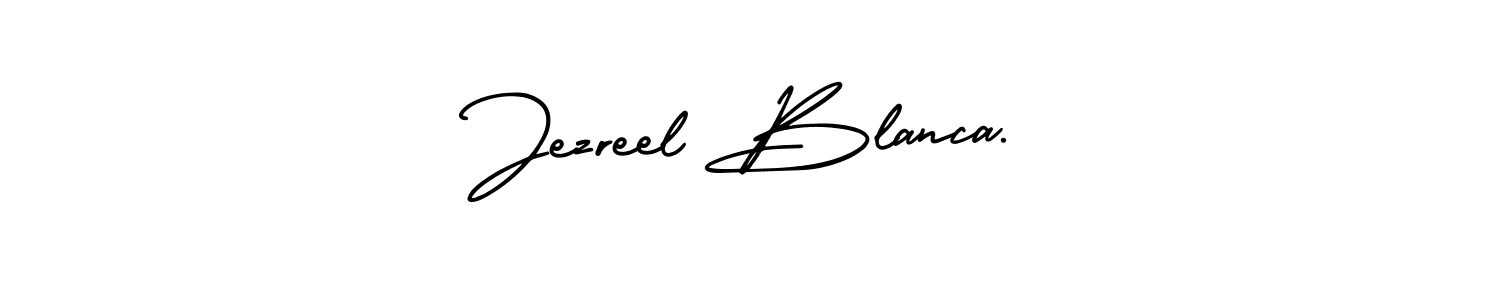 AmerikaSignatureDemo-Regular is a professional signature style that is perfect for those who want to add a touch of class to their signature. It is also a great choice for those who want to make their signature more unique. Get Jezreel Blanca. name to fancy signature for free. Jezreel Blanca. signature style 3 images and pictures png