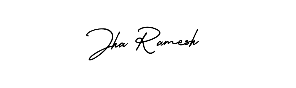 How to make Jha Ramesh name signature. Use AmerikaSignatureDemo-Regular style for creating short signs online. This is the latest handwritten sign. Jha Ramesh signature style 3 images and pictures png