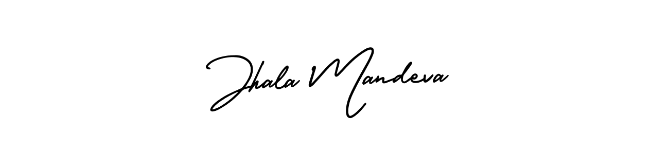 You should practise on your own different ways (AmerikaSignatureDemo-Regular) to write your name (Jhala Mandeva) in signature. don't let someone else do it for you. Jhala Mandeva signature style 3 images and pictures png