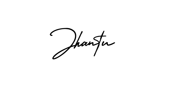 You should practise on your own different ways (AmerikaSignatureDemo-Regular) to write your name (Jhantu) in signature. don't let someone else do it for you. Jhantu signature style 3 images and pictures png