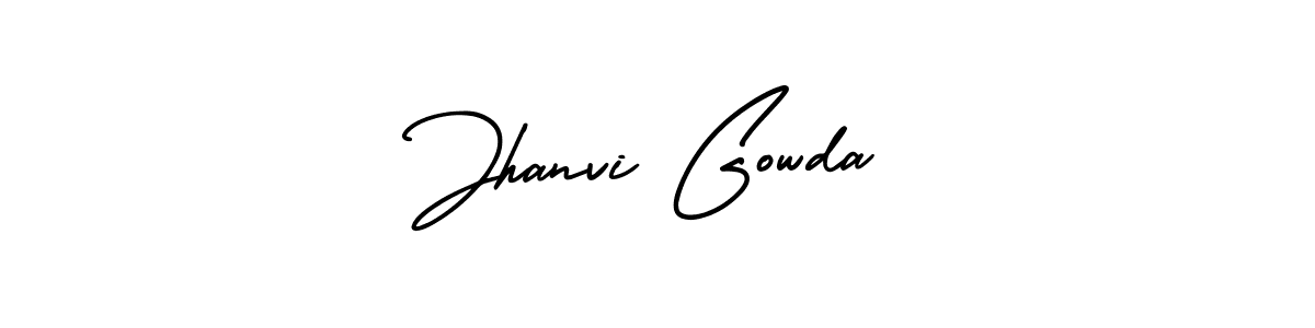 You should practise on your own different ways (AmerikaSignatureDemo-Regular) to write your name (Jhanvi Gowda) in signature. don't let someone else do it for you. Jhanvi Gowda signature style 3 images and pictures png